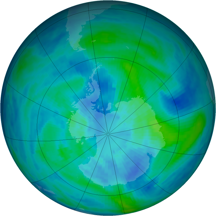 Antarctic ozone map for 24 March 1991
